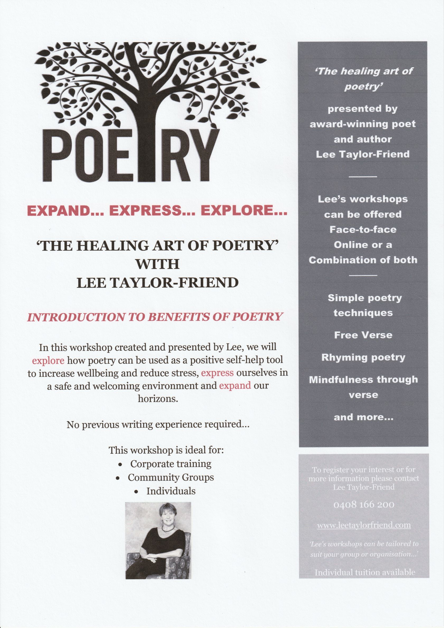 THE HEALING ART OF POETRY WITH LEE TAYLOR FRIEND FLYER JPEG