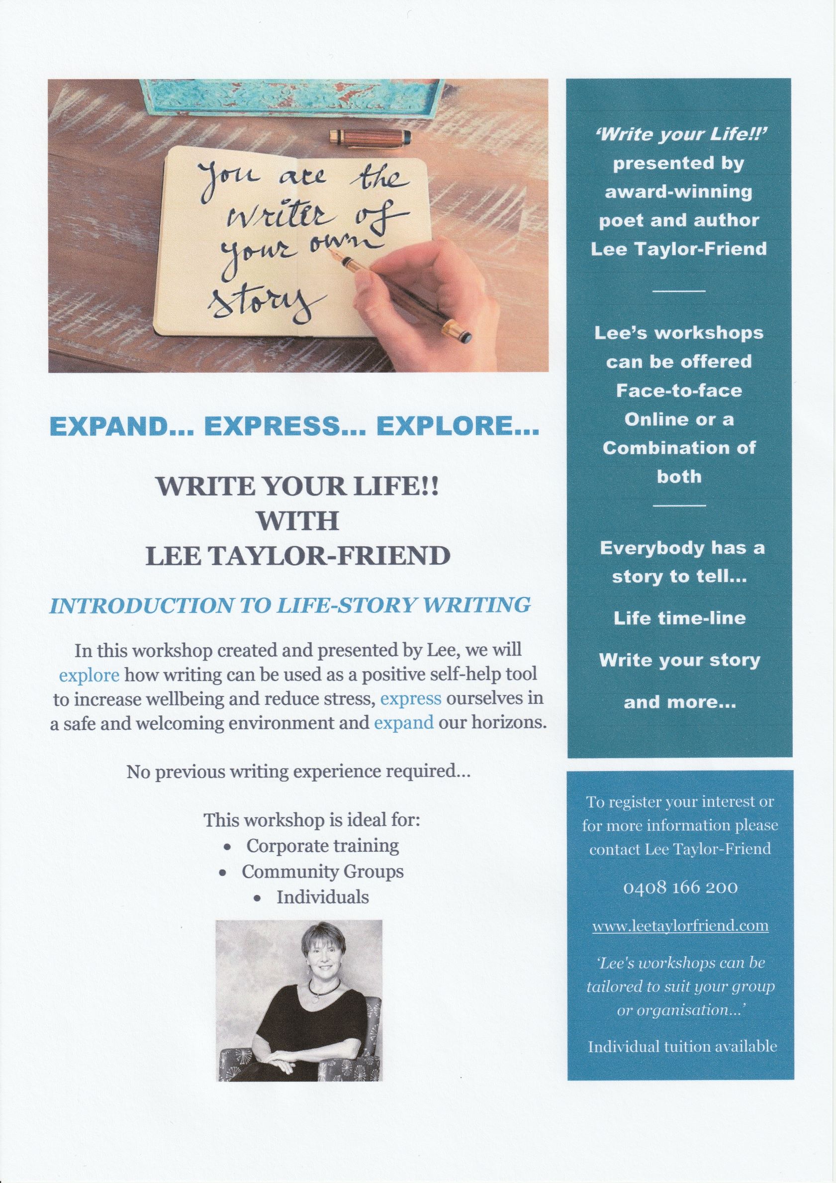 WRITE YOUR LIFE WITH LEE TAYLOR FRIEND FLYER JPEG