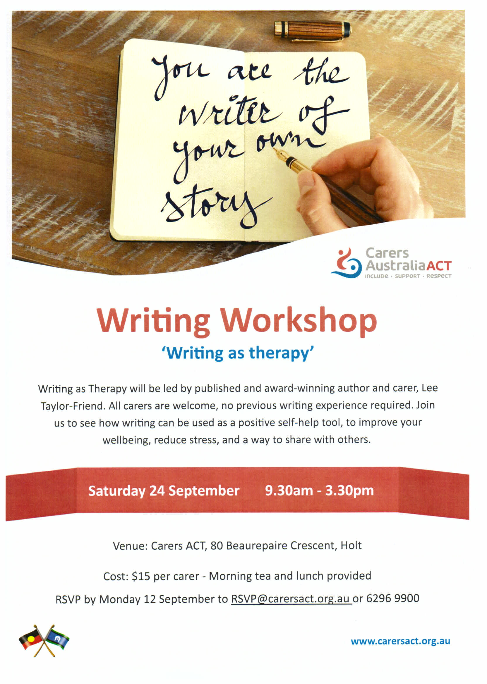 WRITING AS THERAPY WORKSHOP CARERS ACT SEPTEMBER 2016